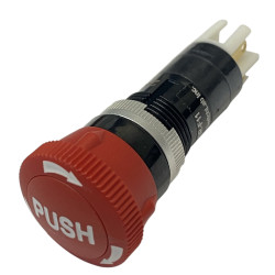 Nødstop DECA i rød. 4 benet nødstop i størrelsen 16 mm.