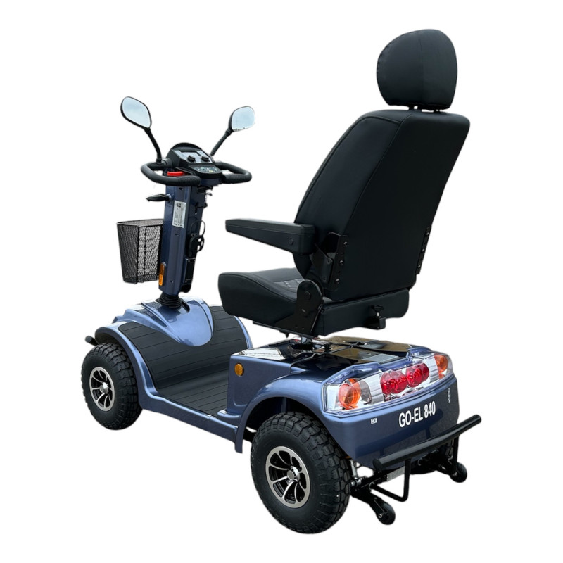 Blå GO-EL 840 el-scooter med høj stabilitet